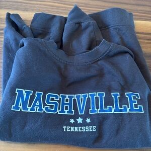 Nashville Tennessee Graphic Sweatshirt - Black with Blue Print